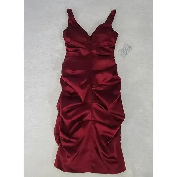 Xscape women's Satin rouched Cocktail dress Size 6 Holiday Party Sexy Homecoming - Picture 2 of 6